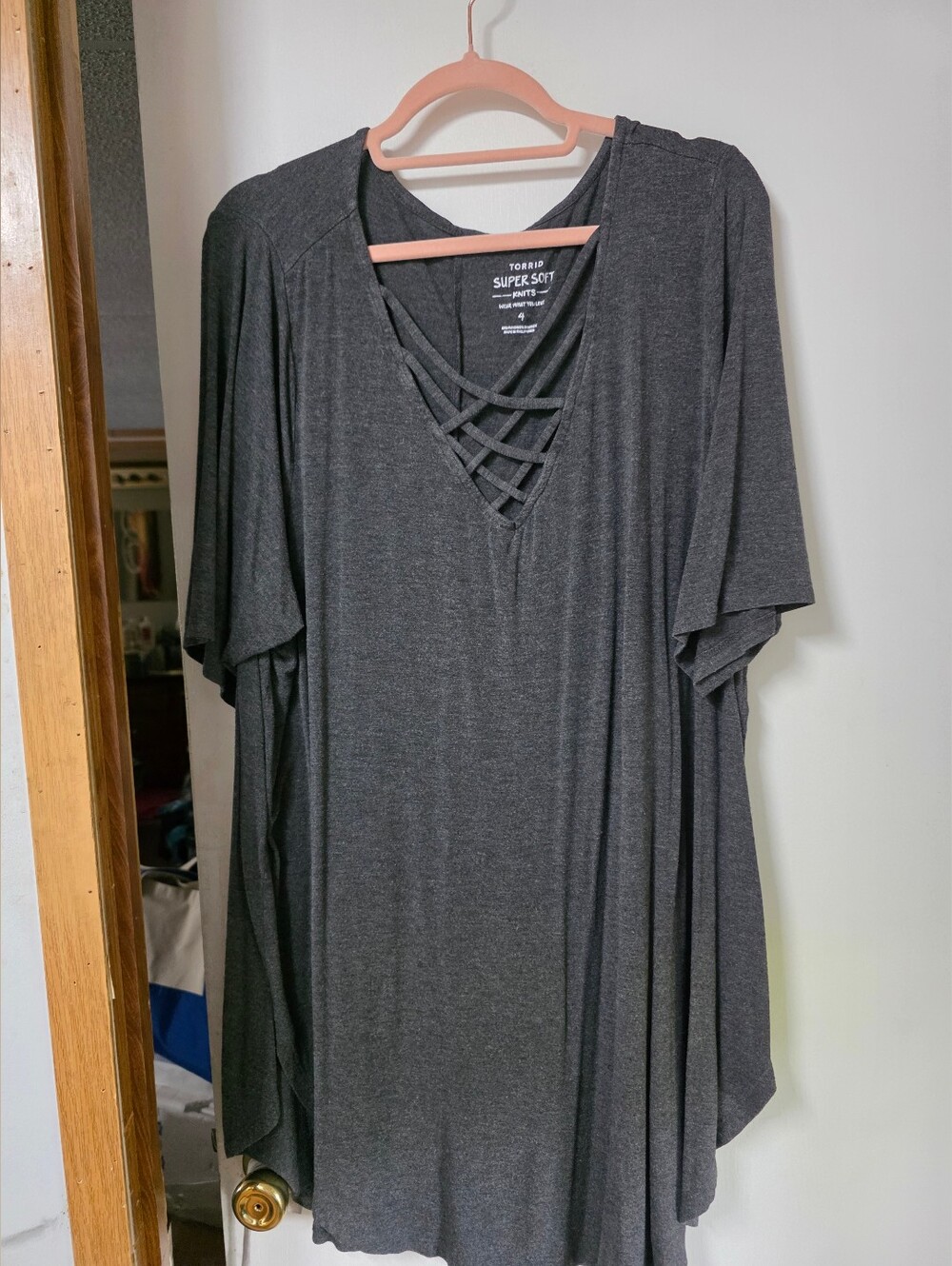 torrid Charcoal Crisscross V-Neck Tunic